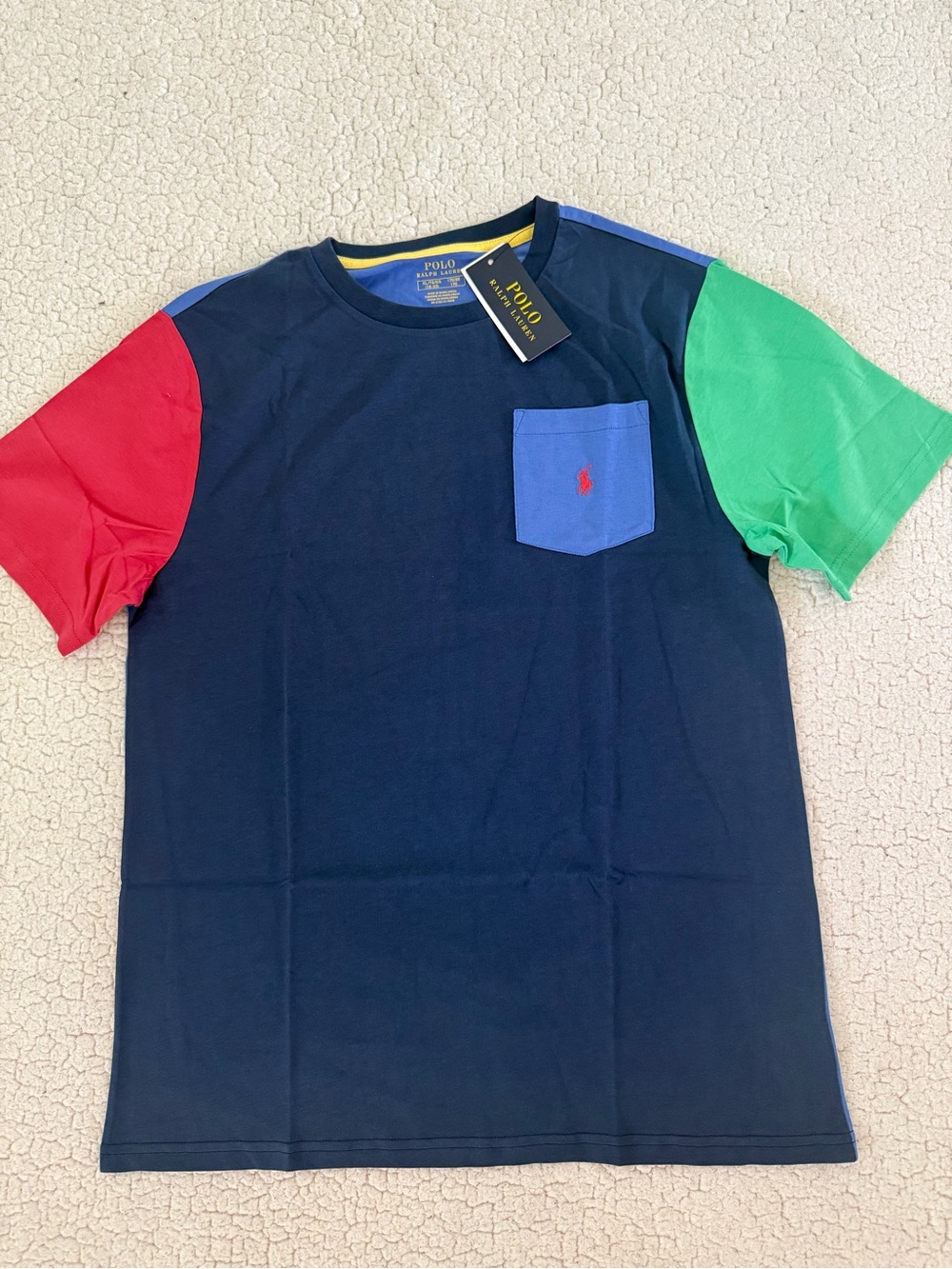 New boys Sz L 14-16, XL 18-20 Polo Ralph Lauren Navy Crewneck shirt